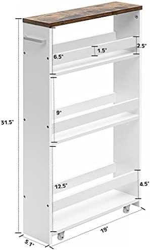 Jydqm 4 -слој тркалање -тешка практична количка за складирање кујна кујна кујна рачка бела количка за складирање