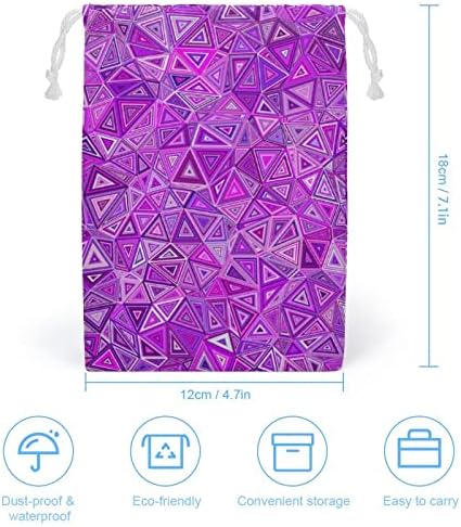 Апстрактна Виолетова Геометриска Торба За Складирање Платно За Повеќекратна Употреба Торбичка За Торбичка Со Врвки Торба За