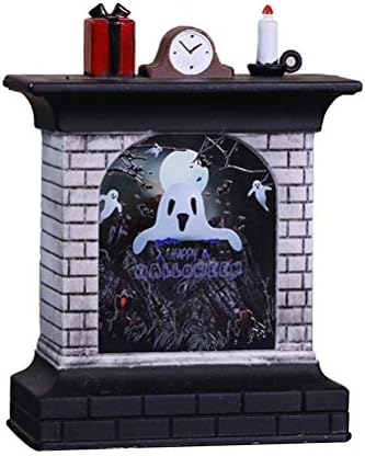 Амосфун креативен камин дизајн ламба Ноќта на вештерките сјајно десктоп украс Ноќта на вештерките Декоративен додаток за домашна