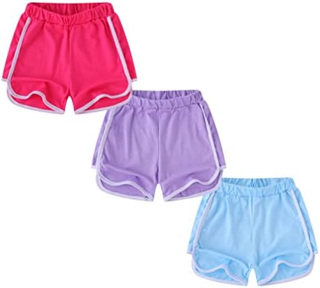 Делфинските шорцеви на девојчињата на Алмингелд за активни спортови 3 пакувања сет мулти солидна боја 3-10 години