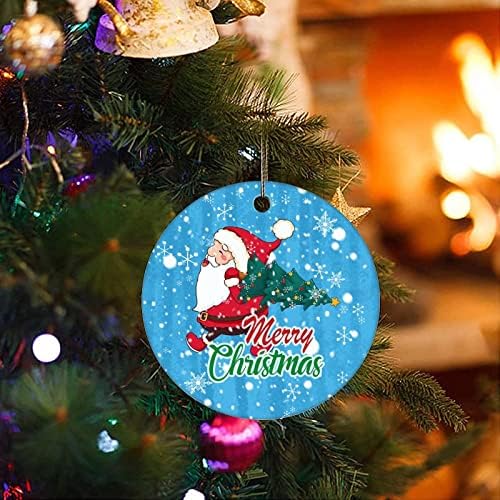 Чајан Дедо Мраз и Снег Сина Божиќна украс, украс за новогодишна елка за Божиќ украсен порцелански украс Божиќ што виси украс