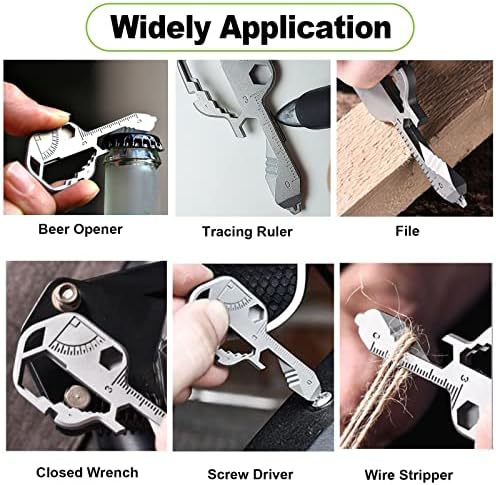 Алатка за клучници, не'рѓосувачки челик мултитул 24 алатки во 1 | отворач за шишиња, клуч, возач на завртки, алатка за џеб | Универзални дневни