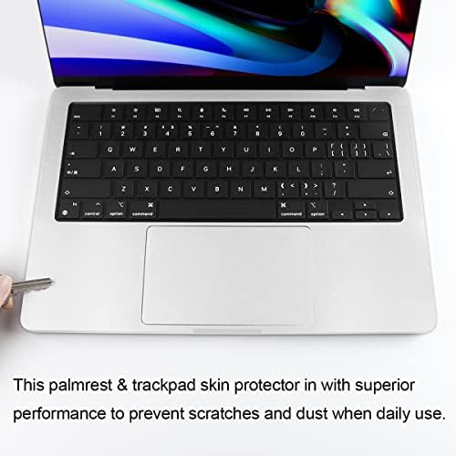 Batianda Palm Rest Lest Laptop Skin компатибилен со MacBook Pro 14 инчен модел A2442 2021 Ослободување M1 Pro /M1 Max Full Body Palm Guard со покривка на Trackpad, сребро