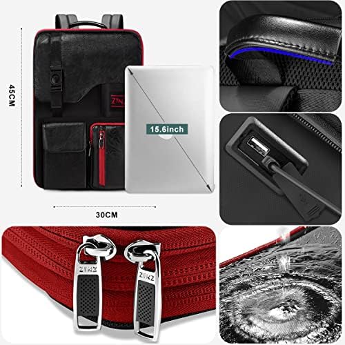 Зинц Тенок и проширен ранец на лаптоп 15,6 инчи деловен ранец со USB порта, водоотпорен ранец за патување против кражба Ден пакет за мажи