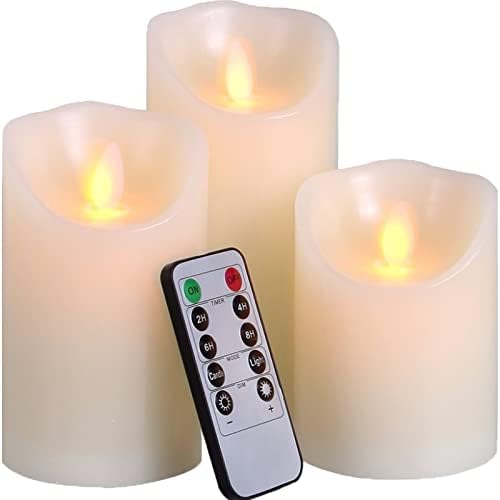 Лезонични Чисто Бели Водоотпорни Свеќи Без Пламен Батерија Управувана Со Тајмер И Далечински, НАДВОРЕШНИ СВЕЌИ СО Столбови СО Треперење Топол