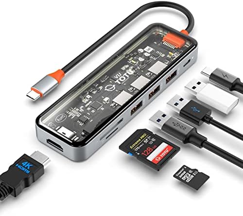 USB C Центар, Докинг Станица, Totu 7-во-1 Тип C Центар СО 4k HDMI Порта, 92w PD USB-C Испорака На Енергија, 3 USB 3.0 Порти, Sd/TF