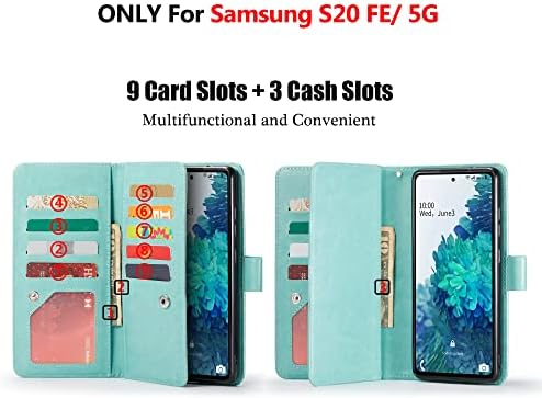 Varikke Samsung S20 FE Случај Паричник, Случај За Samsung S20 FE 5G со 9 Носителите Картичка &засилувач; Магнетни Отстранлив Капак &засилувач;
