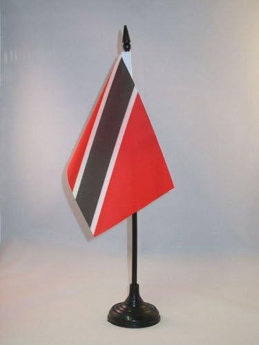 ЗНАМЕ На Аз Тринидад и Тобаго Знаме на Маса 4 х 6 - Тобагонско Биро знаме 15 х 10 см-Црн Пластичен Стап И Основа