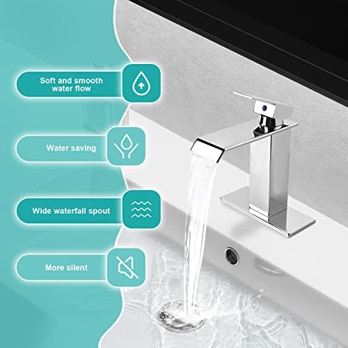 M Oudemei Spout Spout Faucet Faucet, 4 -инчен центри за суета за мијалник, единечна рачка за лавата, миксерска чешма со плоча за палуба за 1 или 3 дупка лесна инсталација