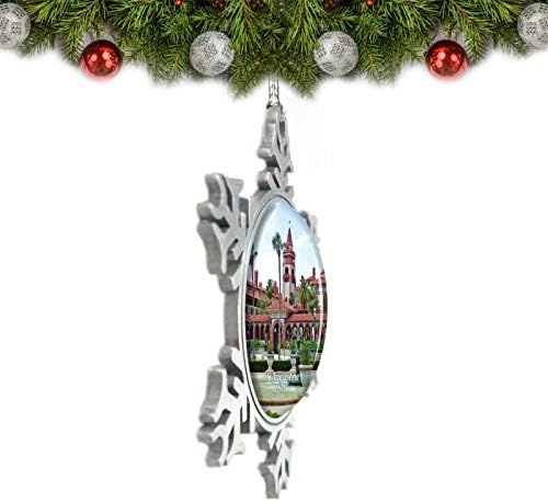 Умсуфа САД Америка Свети Августин Флорида Флорида Флајлер колеџ Божиќен украс Декорација на дрво Кристален метален сувенир подарок