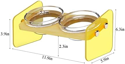 Lkeiyay Покачени Чинии За Кучиња За Мачки-Подигнати 15 Навалени Аголни Акрилни Чинии За Кучиња Стојат со 2 Керамички Чинии За Храна и Вода