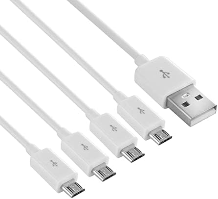 Vrllinking Multi Micro USB кабел за полнење, 4 во 1 USB 2.0 машко до 4 микро USB машки, кабел за раздвојување на микро USB