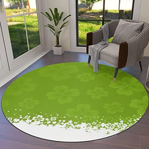 Голем килим за дневна соба за дневна соба, 6-ти килими што не се лизгаат за детска соба, Денот на Свети Патрик, среќна Шамрок текстура Зелена