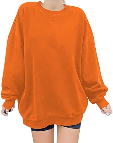 Џемпер за жени дуксери цврста боја o врат со долг ракав пулвер врвови трендовски дами џемпери палта