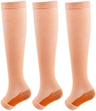 Wogosvor 3pairs Отворен пети за компресија чорапи за мажи за жени кои поддржуваат порибување, мали средни медиум