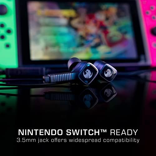 Roccat Syn пупки Core Wired 3,5 mm Earbuds за мобилни игри со линиски микрофон, за Nintendo Switch, Xbox Series X S & Xbox One, PS5 &
