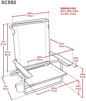 Томи Бахама 5-Позиција Класичен Лежечки Рамен Ранец За Преклопување Стол За Плажа, Алуминиум, Црвена, Бела и Сина Лента