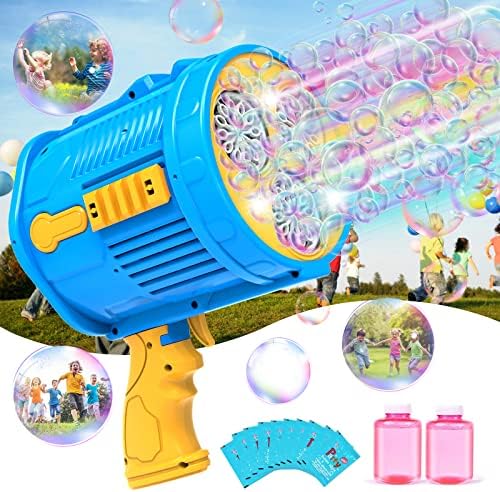 Автоматски митралез за меурчиња, 36 дупки меурчиња со пиштол со светла, 10 пакувања решение за меурчиња - летен подарок за играчки на отворено