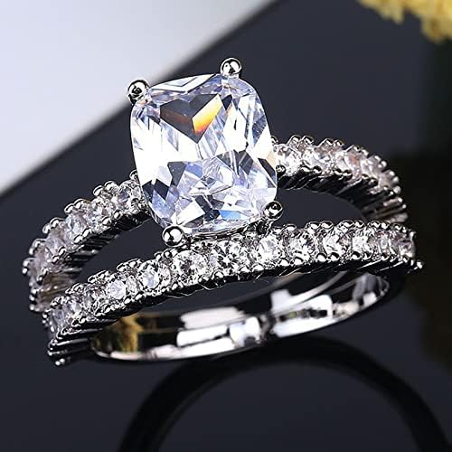2023 Исклучителна целосна дијамантска прстен сет за жени ангажман цирконски прстен подароци за розово палецот прстен