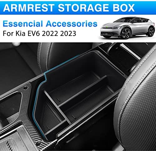 Autorder Custom Fit For Organizer Center Console Kia EV6 2022 2023 Внатрешни додатоци за внатрешни работи за складирање на потпирачот за складирање секундарна фиока за вметнување црна боја