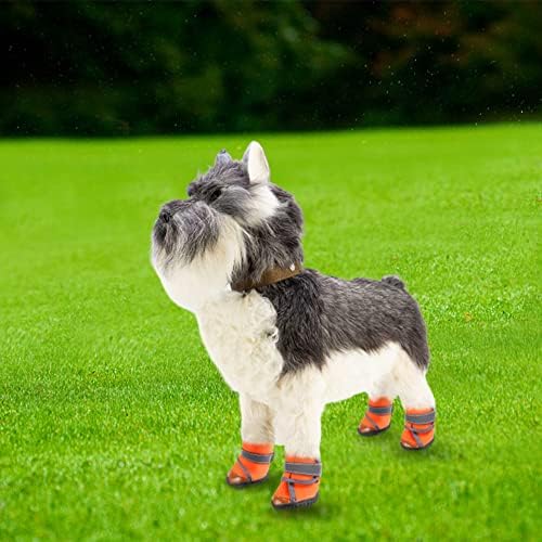 Кообе, чевли за кучиња водоотпорни чизми флуоресцентни ленти за прилагодување на портокал и груби анти-лизгачки заштитници на шепа за есенски зимски снежни чизми,
