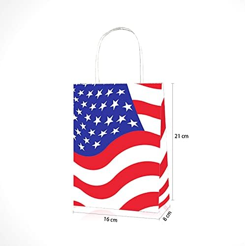 КОСФАН 12 Парчиња Американско Знаме Хартиени Торбички Со Рачки Знаме Патриотска Ѕвезда Сад Знаме Торби За Патриотски Војник Меморијална
