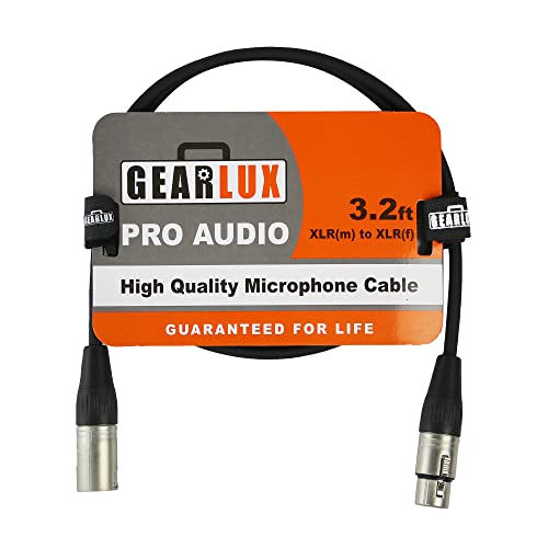 Gearlux XLR микрофон кабел, целосно избалансиран, машки до женски, црна, 3,2 стапки - 10 пакувања