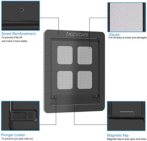 Папипет Голема Врата За Кучиња За Врата На Екранот, Врата За Заклучување На Екранот За Миленичиња Внатре Во Отворот 12 х 14 инчи Магнетна