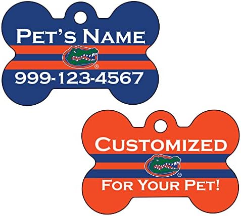 Флорида Гаторс 2-Странична Ознака За Кучиња За Идентификација На Миленичиња | Официјално Лиценцирана | Персонализирана За Вашето Домашно
