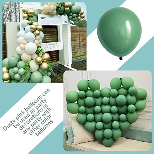 Мудрец Зелени Балони, 3 Различни Големини 77 Пакет Зелени Балони 12 Инчи, 5 Инчи, 10 Инчен Еукалиптус Маслинесто Зелени Балони За Невестински