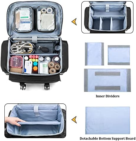 Медицинска кеса Дамеро со одвојлива количка, торба за медицинска опрема со отстранливи торбички и делители, торба за одговор на прва помош празна