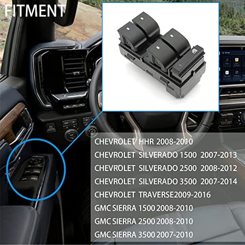 Прекинувач за контрола на прозорецот на возачот на хипорт-Компатибилен со Chevy Silverado GMC Sierra 1500 2500 3500 2007-2014,2008-2011 Chevy