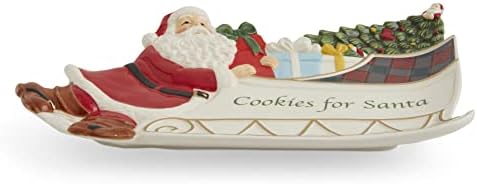 СПОДЕ -елка Санта санки колачиња за санта чинија -мерки со плоча на 12 “на 12