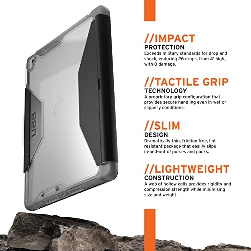 Urban Armor Gear UAG дизајниран за iPad 10.2 Case iPad 9-та генерација 2021 iPad 8th Generation 2020, црна/мраз, солиден чист фолио