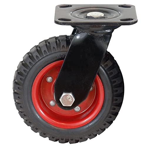 POWERTEC 17050 SWIVEL тешки индустриски рициново, 6,25 ”тркало гума од гума на тркала - црна боја - црна