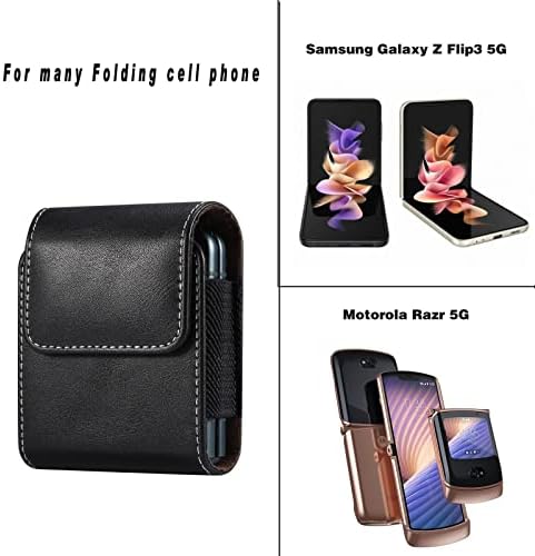 Телефонска Футрола Компатибилна Со Samsung Galaxy Z Flip 3,Z Flip3 5G, Z Flip 2 Кожна Футрола За Појас За Мобилни Телефони, Компатибилна Со Куќиштето ЗА Телефонска Торбичка Motorola RAZR 5G,