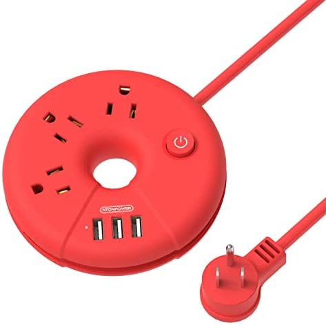 Пакет со ленти за напојување, црвена лента за напојување со црвена патека со 3 места 3 USB 5 ft, 25 ft рамен приклучок за продолжување на