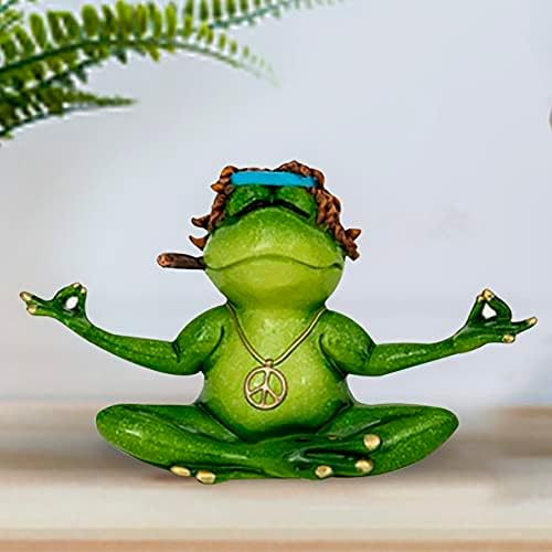 Медитација на јога жаба фигура дома украсен акцент декор смешен zen hippie жаба јога лотос поза