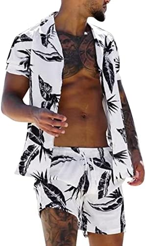 Вест мажи летни шорцеви печатени и кратки панталони за плажа ракави за машки 2 парчиња кошули со кошули мажи костуми за мажи во вода