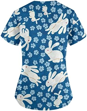 Y2k кошули со краток ракав за жени летни медицински сестри врвови симпатични графички печатени маички каваи кои излегуваат од маици со џеб блуза