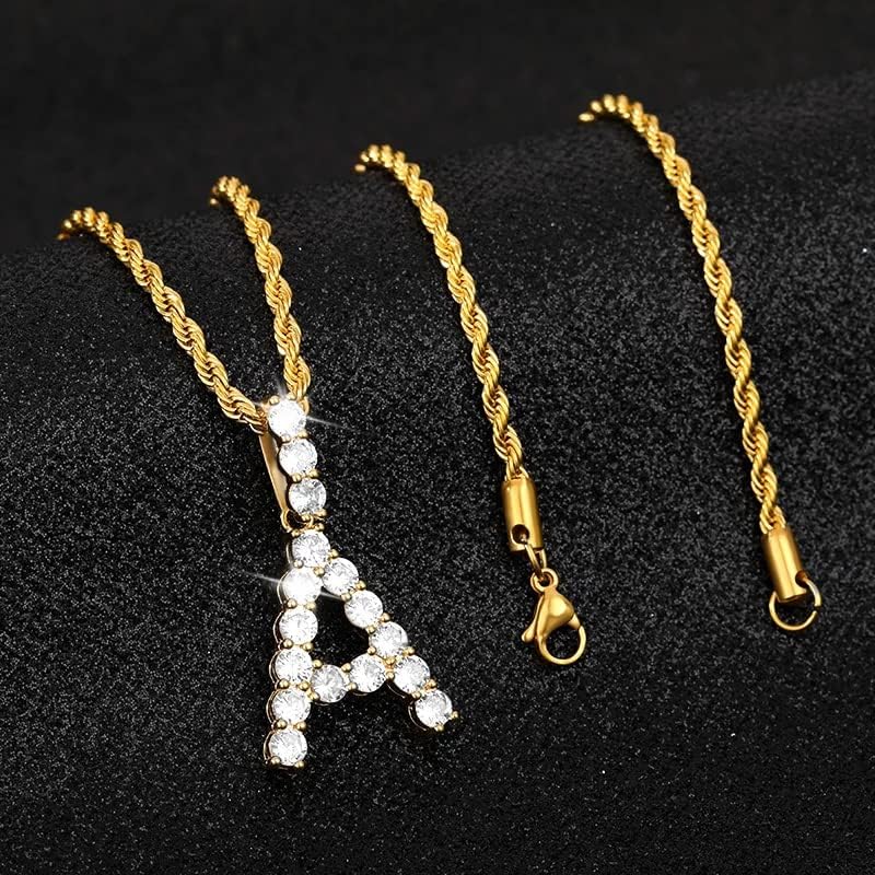 Ојалма циркон Почетна буква ѓердани ланец за жени за жени злато сребрена боја хип хоп а -z приврзок накит најдобар - q - златна боја -45804