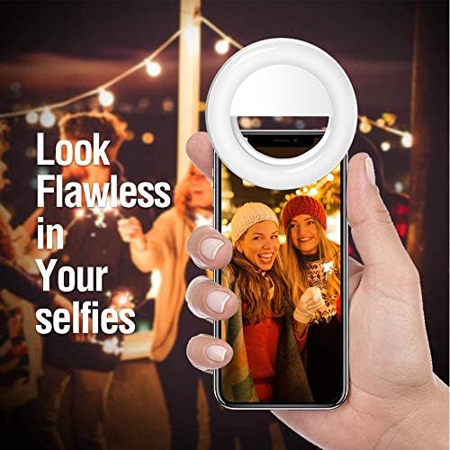 Селфи лесен прстен LED кружен клип-на селфи Пополнете светло со 36 LED меурчиња USB-преносни преносни, за iPhone/Android Smart Phone Photopharge, видео за камера, Девојче го сочинува