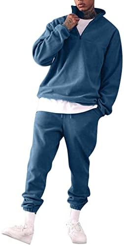 Дизајнерска патека костуми во боја јака за мажи мода домашен спорт солиден 2 парчиња дуксери за куќички кои се случајни стојат мажи костуми и комплети