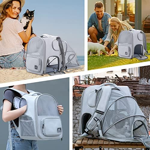 Носач на ранец на мачки за проширување, омни-насочена вентилација торба со мачки со гумени влошки, носач на кучиња одобрени од авиокомпанија