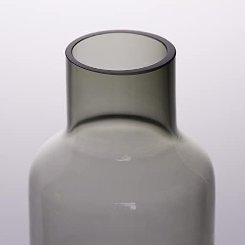 Парламаин црна стаклена вазна, 9,5 '' вазна шише со шише од јаглен за пампас трева или свежи исечени цвеќиња Бохо модерни украси