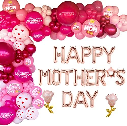 104 Парчиња Среќен Ден На Мајката Балони Венец Најдобра Мајка Некогаш Украси Ви Благодариме Пон Партија Материјали За Денот На Мајката Партија Фаворизира
