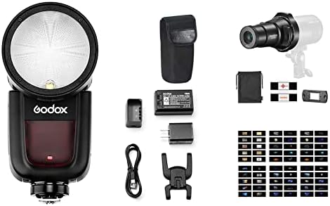 Godox V1-S Тркалезна Глава Камера Блиц Со Godox АК-R21 Проекција Комплет Со Godox AK-S Целосна Слајд Сет