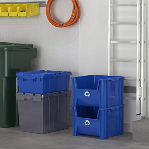 ПОДГОТВЕНИ ПРОСТОР Комерцијални Индустриски Тешки Контејнери За Кутии За Рециклирање Со Отворен Фронт, 12 Галони, 2 Пакувања, Сини