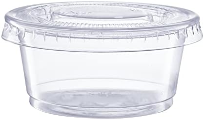 Удобен Пакет [50 Комплети] 2 мл. Пластични Делови Чаши Со Капаци, Суфле Чаши, Џело Шут Чаши