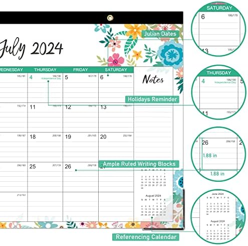 Календар за биро 2023-2024-18 Месечен биро/Wallиден календар 2023-2024, јули 2023 година-декември 2024 година, 12 '' x 17 '',